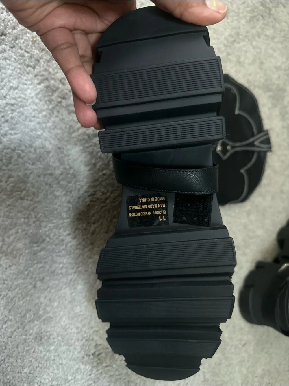 Black Western-Style Harness Chunky Sole Boots